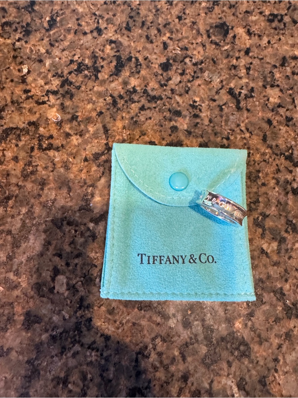 Tiffany & Co. Silver Band Ring with Signature Blue Pouch